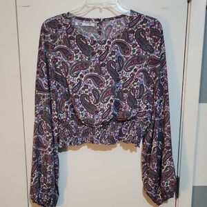 Chic Paisley Long Sleeve Blouse